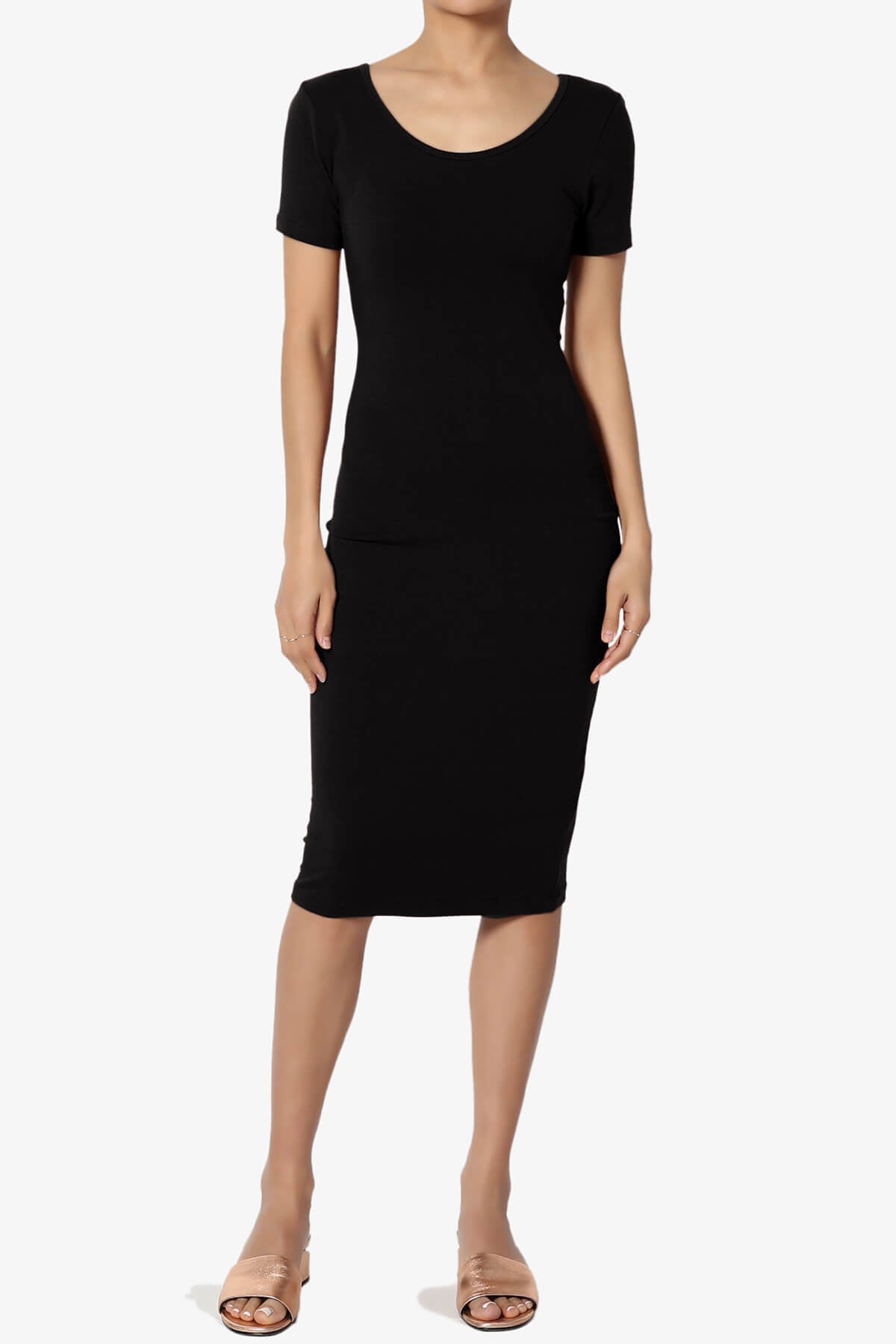Fontella Short Sleeve Bodycon Dress BLACK_1