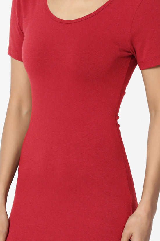 Fontella Short Sleeve Bodycon Dress DARK RED_5