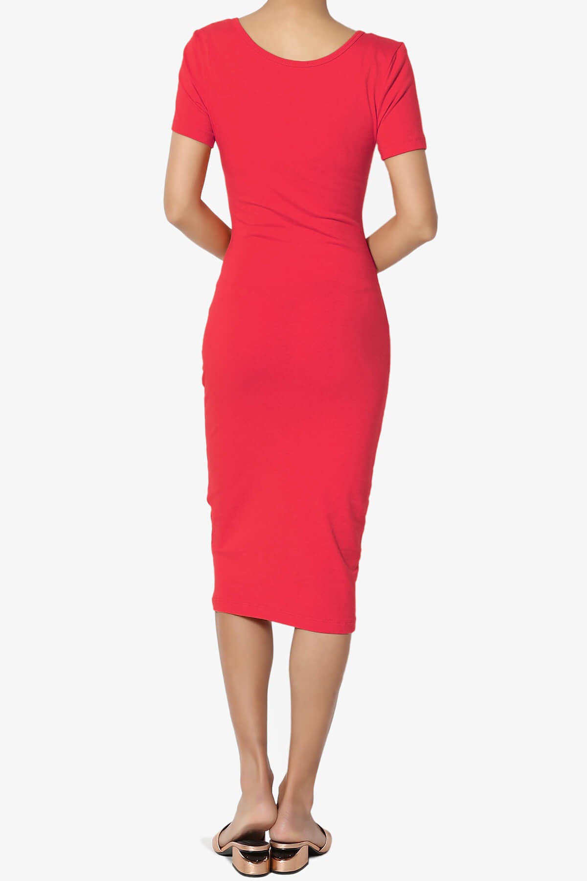 Fontella Short Sleeve Bodycon Dress RED_2