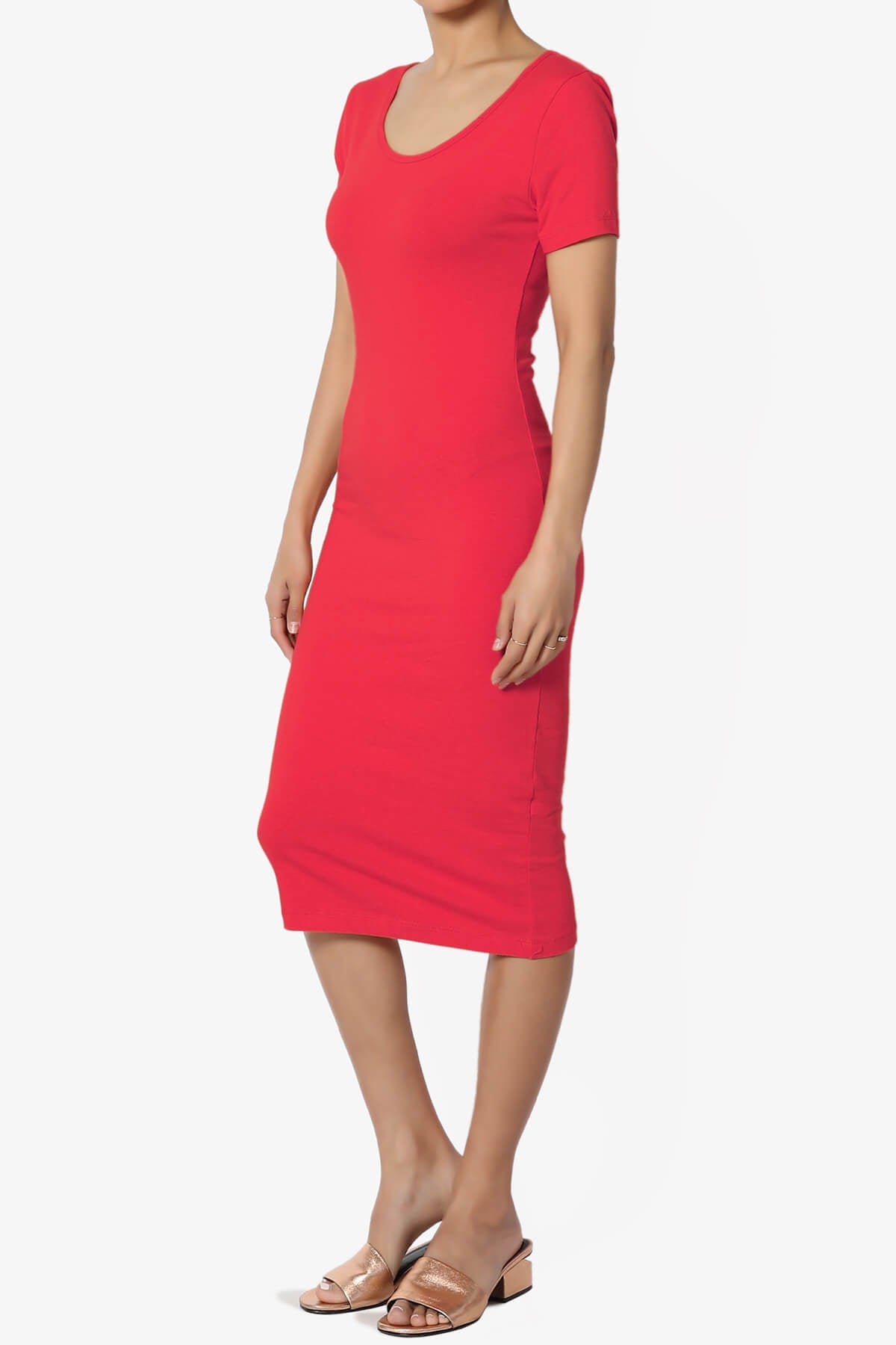Fontella Short Sleeve Bodycon Dress RED_3
