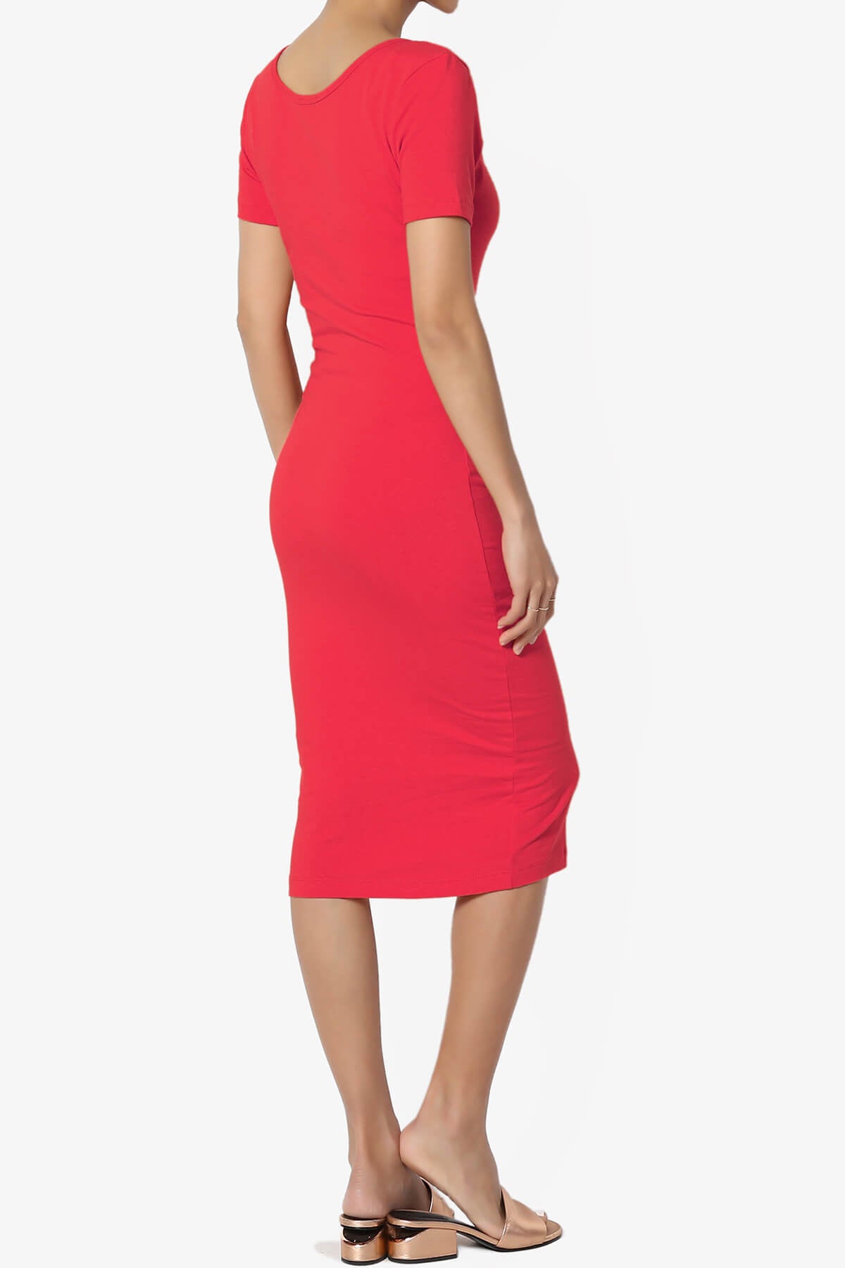Fontella Short Sleeve Bodycon Dress RED_4