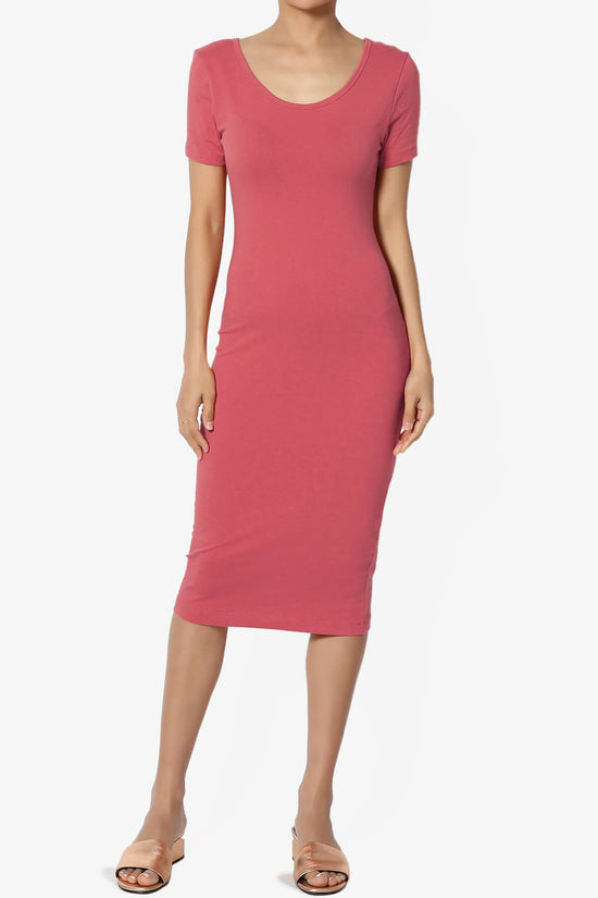 Fontella Short Sleeve Bodycon Dress ROSE_1