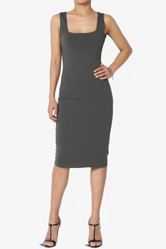 Load image into Gallery viewer, Fontella Sleeveless Square Neck Bodycon Dress ASH GREY_1
