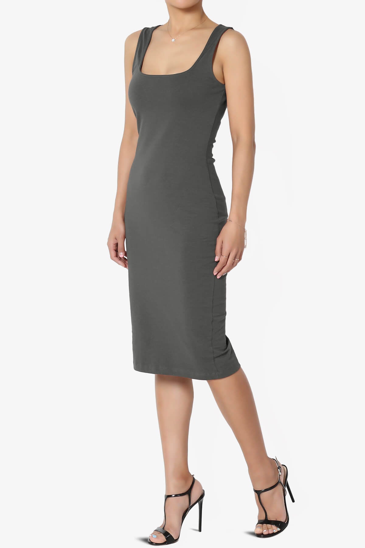 Load image into Gallery viewer, Fontella Sleeveless Square Neck Bodycon Dress ASH GREY_3
