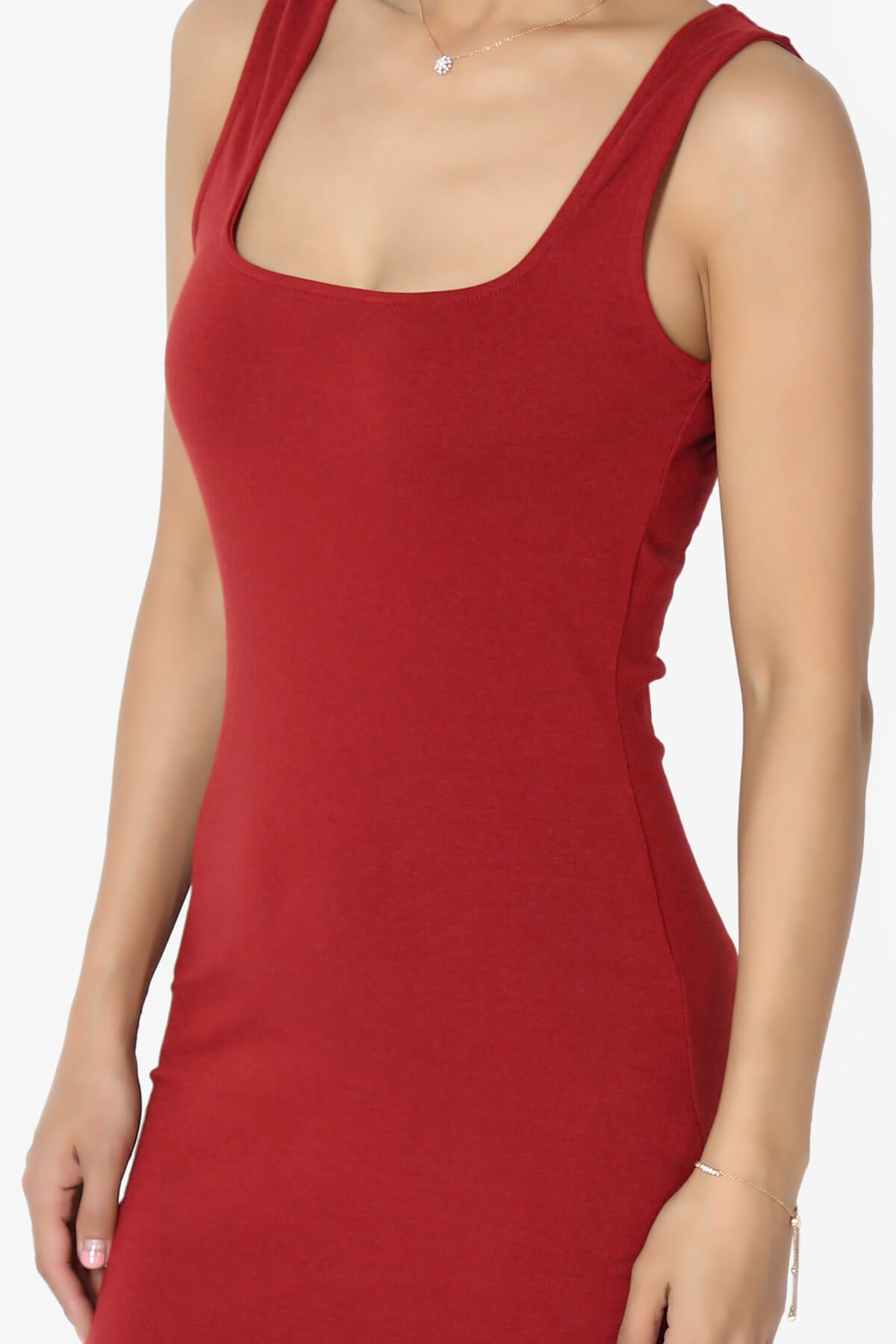 Load image into Gallery viewer, Fontella Sleeveless Square Neck Bodycon Dress DARK RED_5
