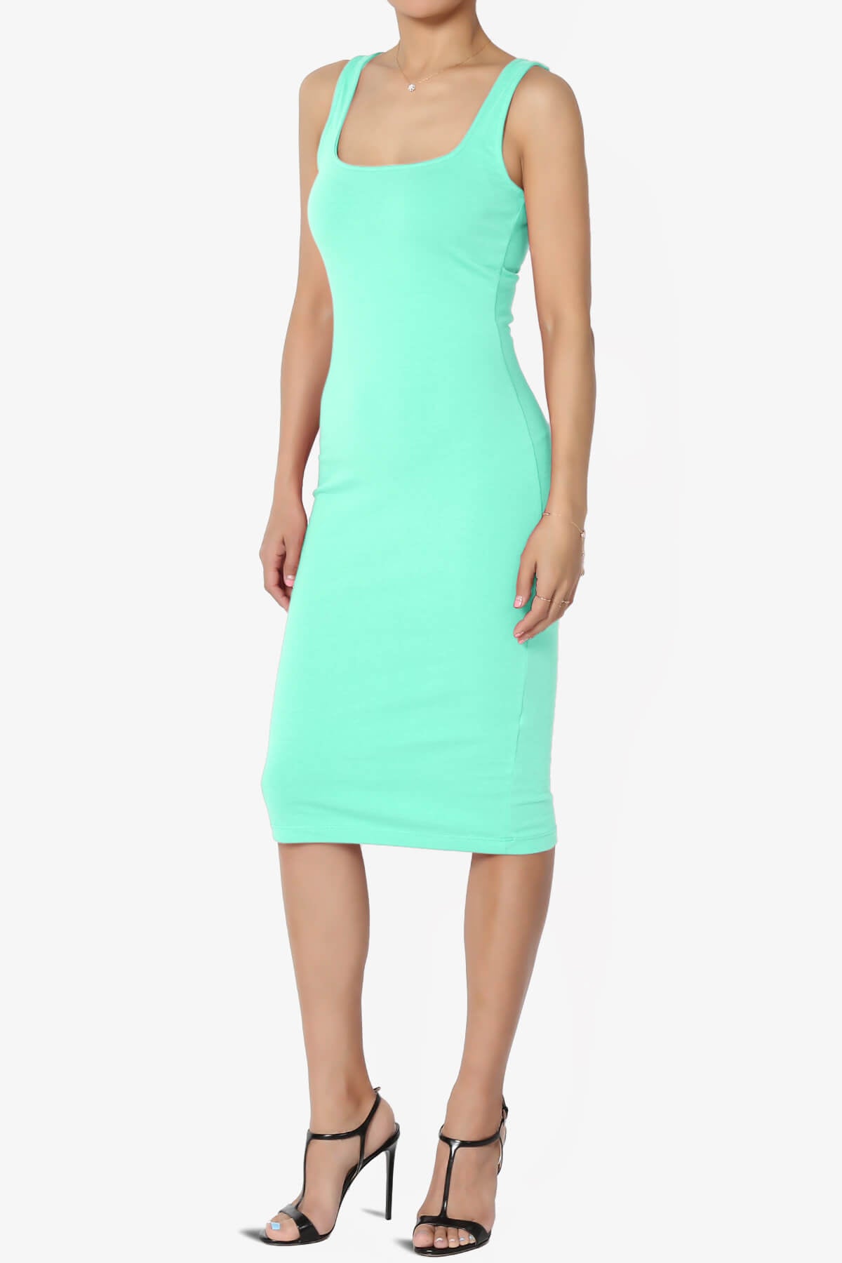 Load image into Gallery viewer, Fontella Sleeveless Square Neck Bodycon Dress MINT_3
