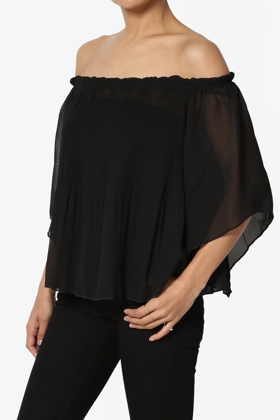 Anais Off Shoulder Pleated Chiffon Top