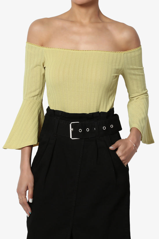 Load image into Gallery viewer, Jali Off Shoulder Bell Sleeve Top
