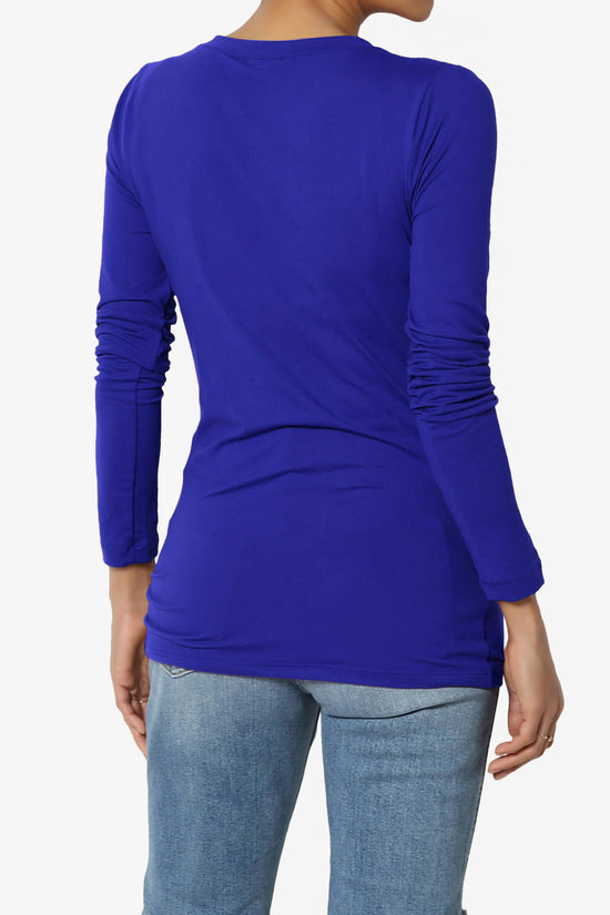 Gaia Microfiber V-Neck Long Sleeve T-Shirt BRIGHT BLUE_2