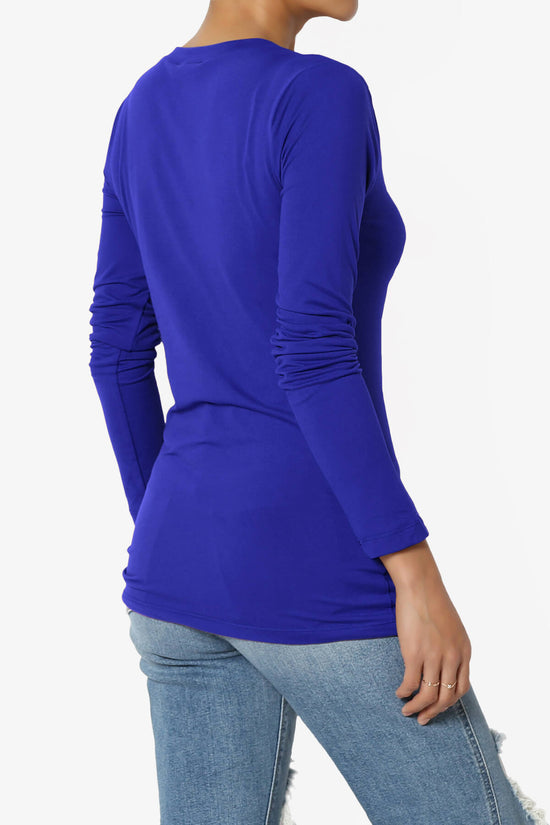 Load image into Gallery viewer, Gaia Microfiber V-Neck Long Sleeve T-Shirt BRIGHT BLUE_4
