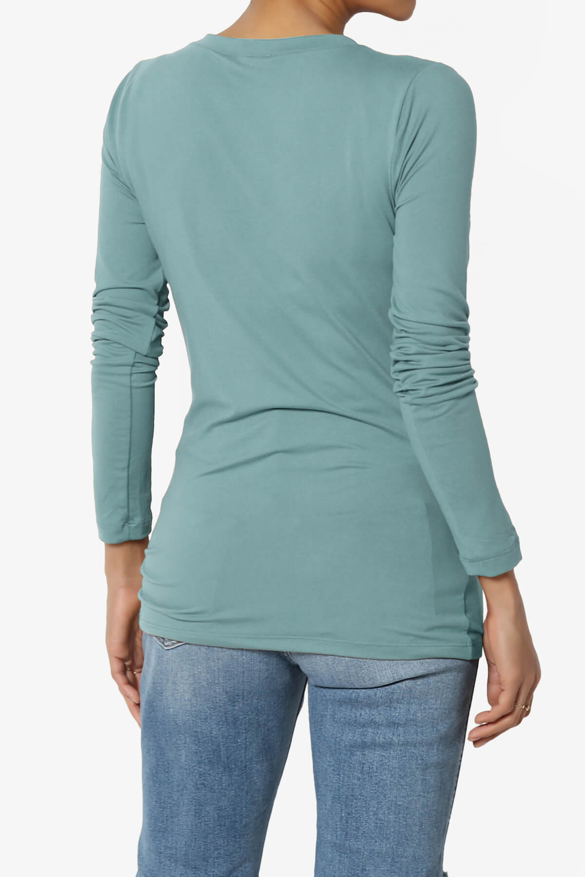 Load image into Gallery viewer, Gaia Microfiber V-Neck Long Sleeve T-Shirt DUSTY BLUE_2
