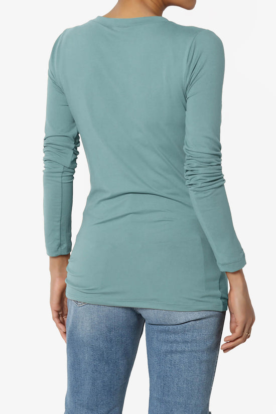 Load image into Gallery viewer, Gaia Microfiber V-Neck Long Sleeve T-Shirt DUSTY BLUE_2

