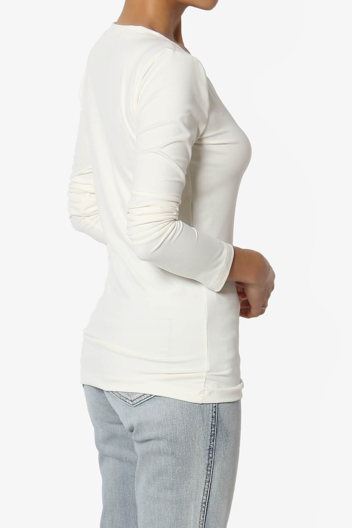 Load image into Gallery viewer, Gaia Microfiber V-Neck Long Sleeve T-Shirt IVORY_4
