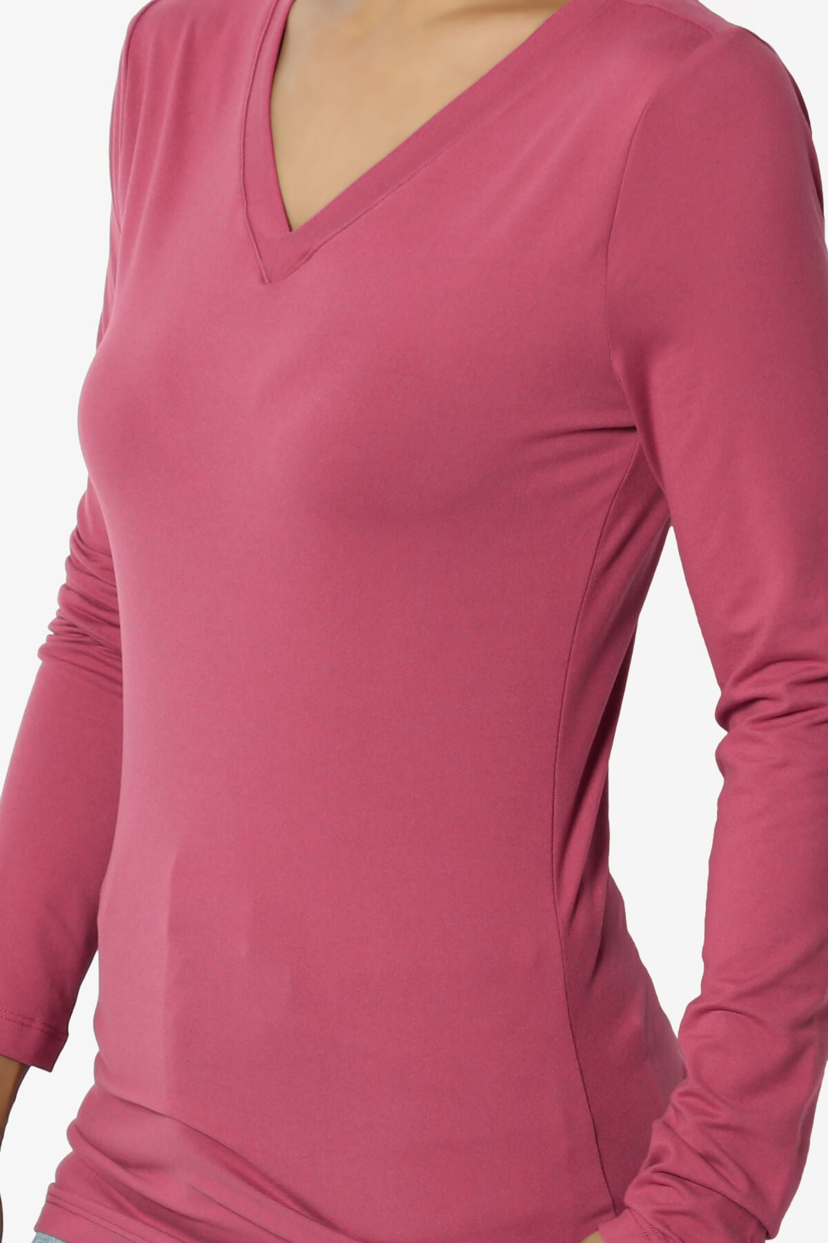 Gaia Microfiber V-Neck Long Sleeve T-Shirt ROSE_5