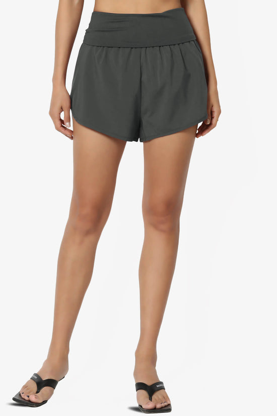 Load image into Gallery viewer, Game Time Foldover High Waist Running Shorts ASH GREY_1
