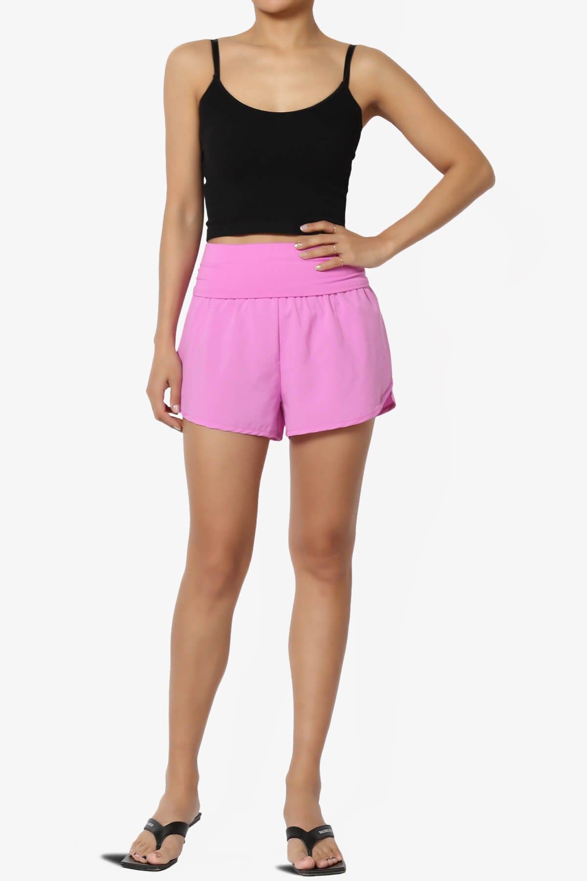 Game Time Foldover High Waist Running Shorts BRIGHT MAUVE_6