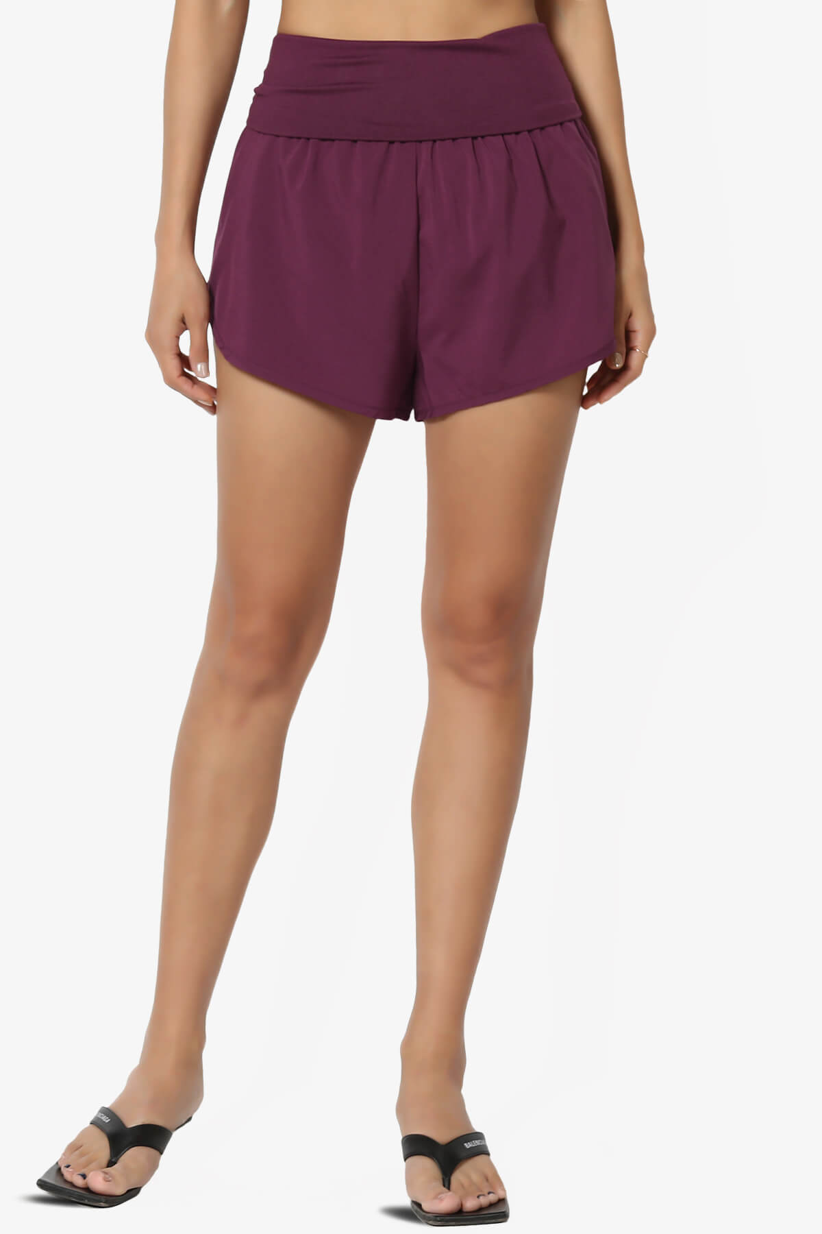 Load image into Gallery viewer, Game Time Foldover High Waist Running Shorts DUSTY PLUM_1
