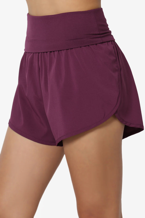 Load image into Gallery viewer, Game Time Foldover High Waist Running Shorts DUSTY PLUM_5
