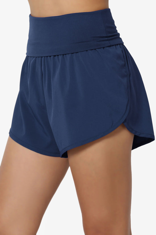 Load image into Gallery viewer, Game Time Foldover High Waist Running Shorts LIGHT NAVY_5
