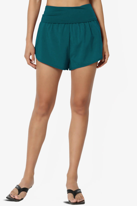 Game Time Foldover High Waist Running Shorts TEAL_1