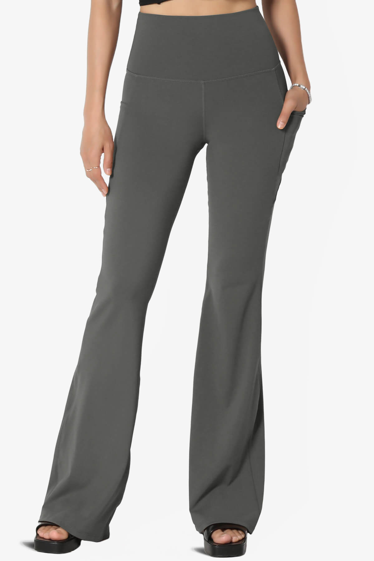 Load image into Gallery viewer, Gemma Athletic Pocket Flare Yoga Pants ASH GREY_1
