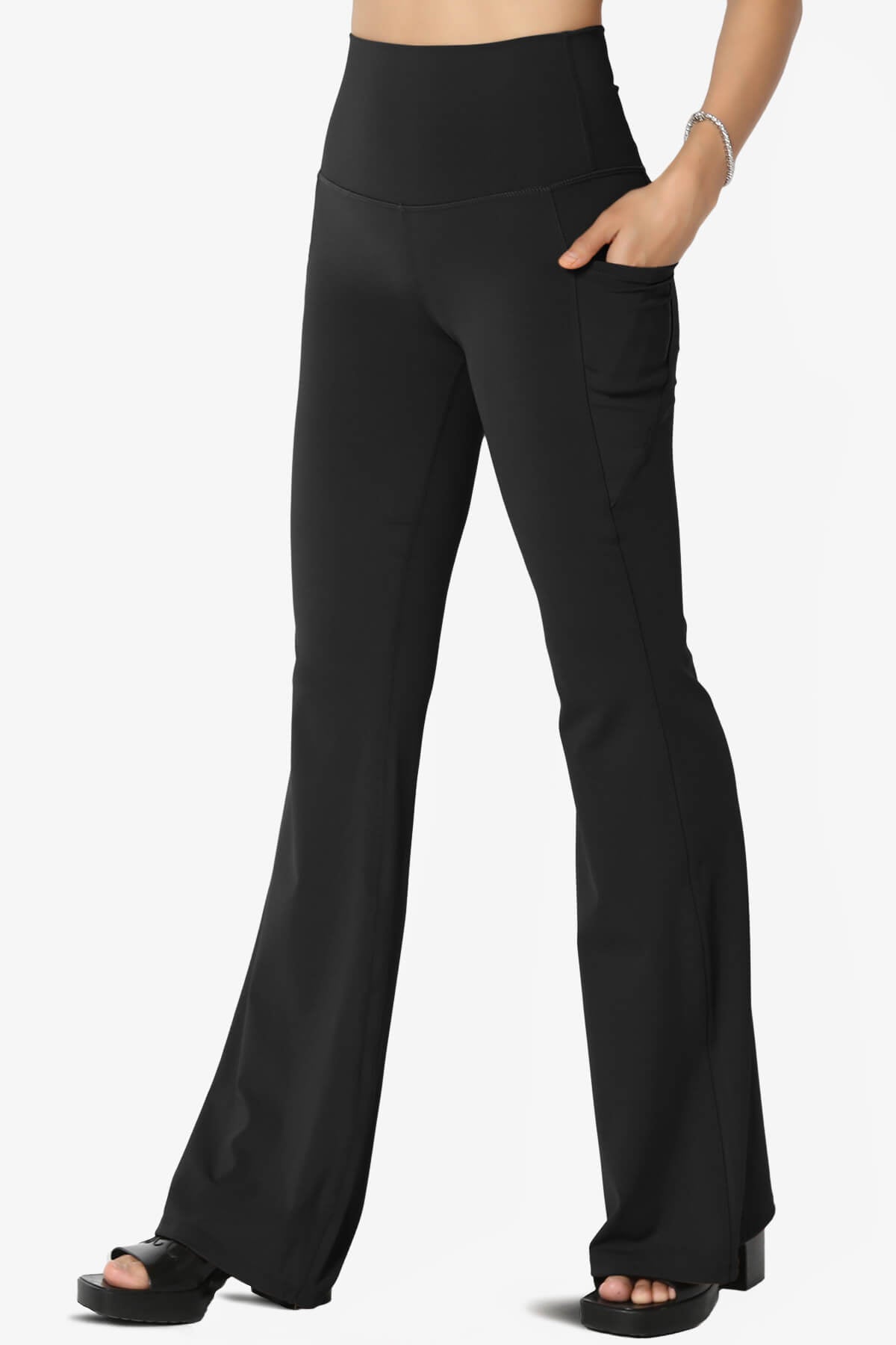 Yoga Pants With Flared Leg, Warm Lining And Pockets
