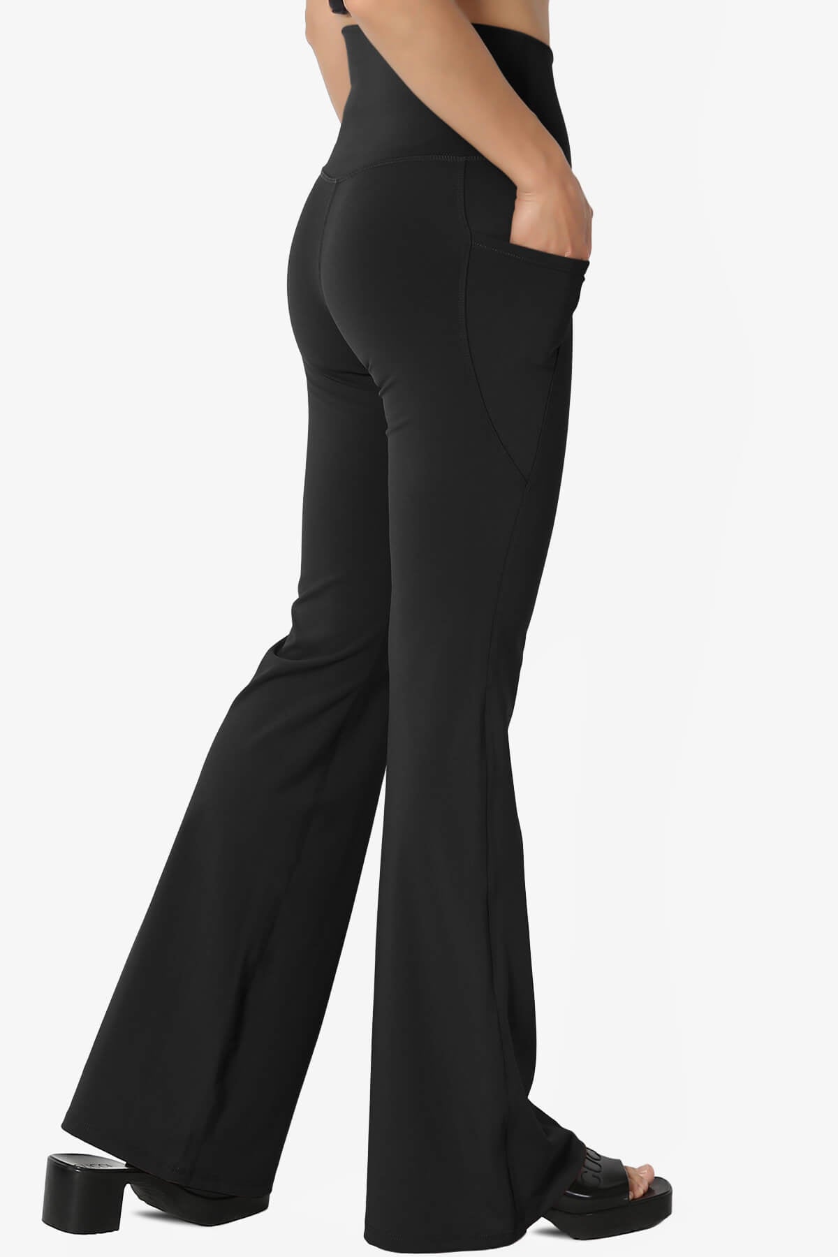 Gemma Athletic Pocket Flare Yoga Pants BLACK_4