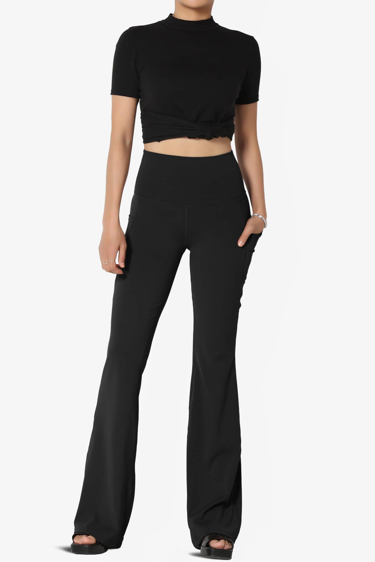 Gemma Athletic Pocket Flare Yoga Pants BLACK_6