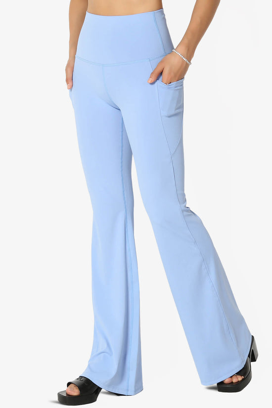 Gemma Athletic Pocket Flare Yoga Pants CREAM BLUE_1