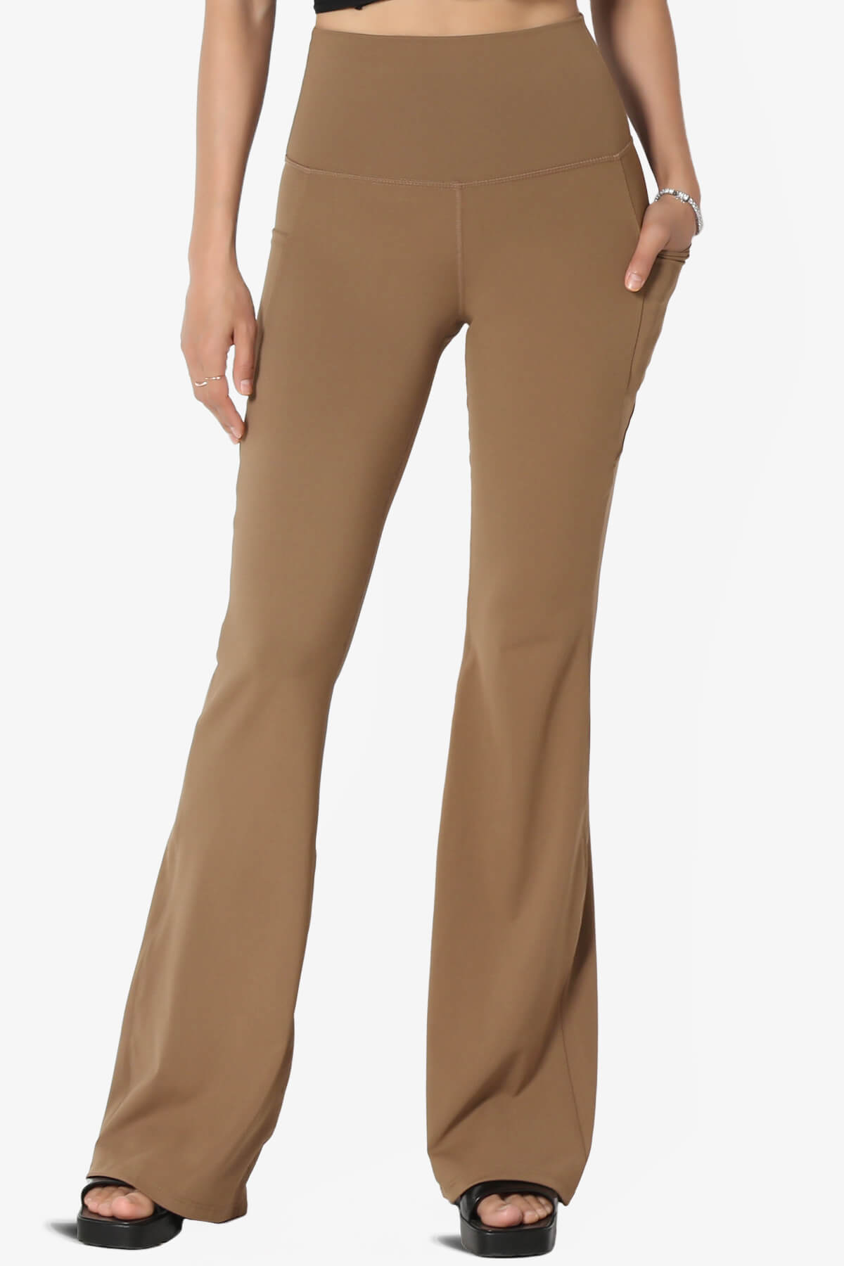 Load image into Gallery viewer, Gemma Athletic Pocket Flare Yoga Pants DEEP CAMEL_1
