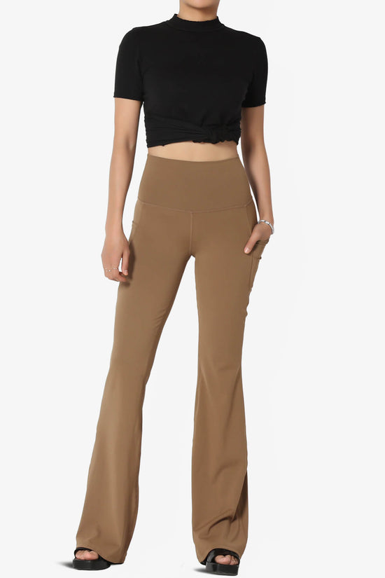 Load image into Gallery viewer, Gemma Athletic Pocket Flare Yoga Pants DEEP CAMEL_6
