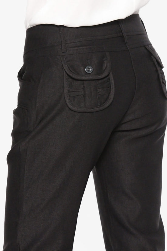Granola Button Cuffs Capri Pants BLACK_5