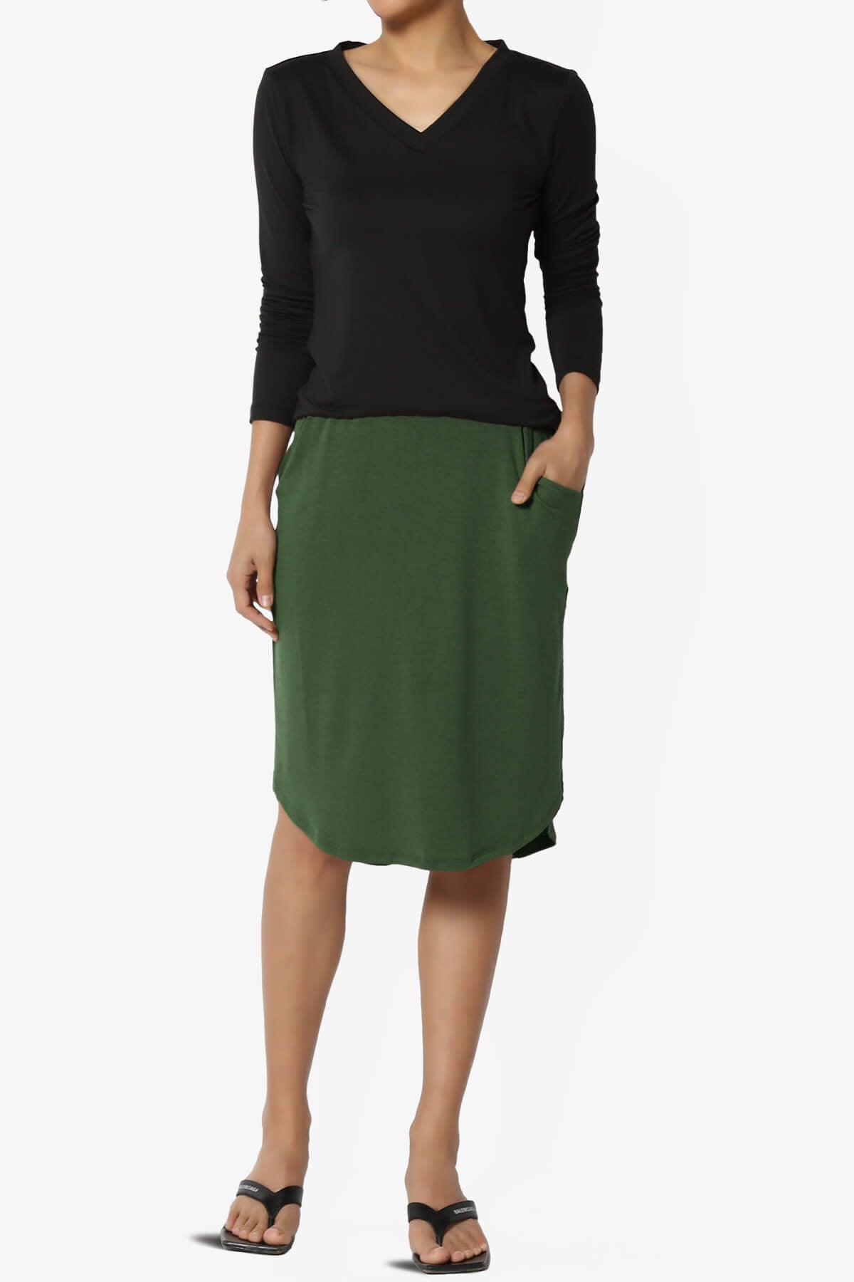 Load image into Gallery viewer, Hadyn Casual Elastic High Waist Straight Skirt ARMY GREEN_6
