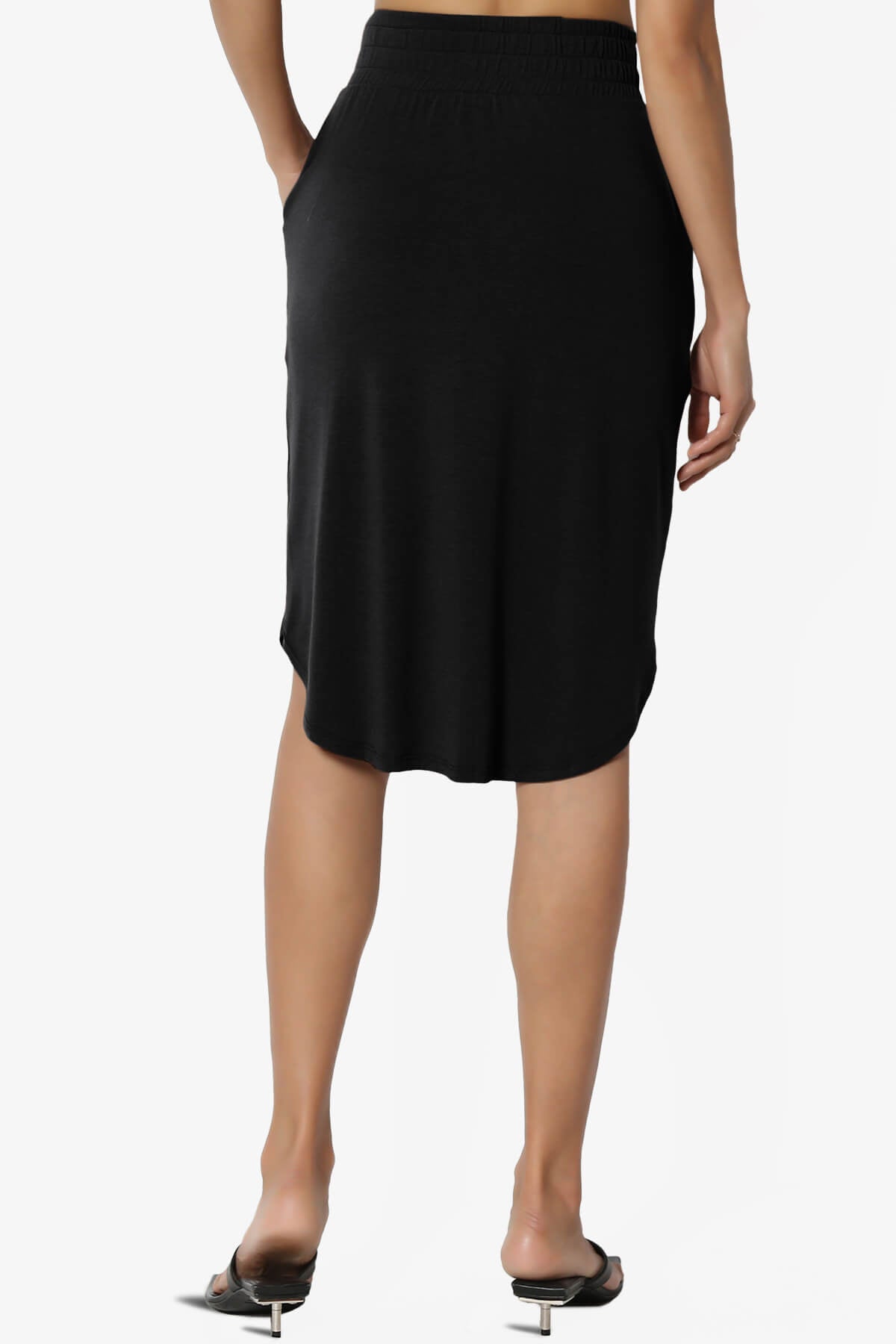 Hadyn Casual Elastic High Waist Straight Skirt BLACK_2