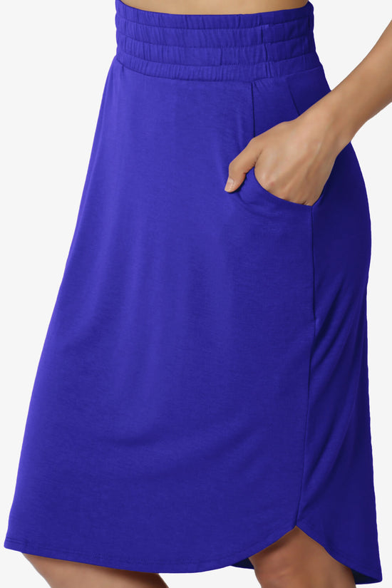Hadyn Casual Elastic High Waist Straight Skirt BRIGHT BLUE_5