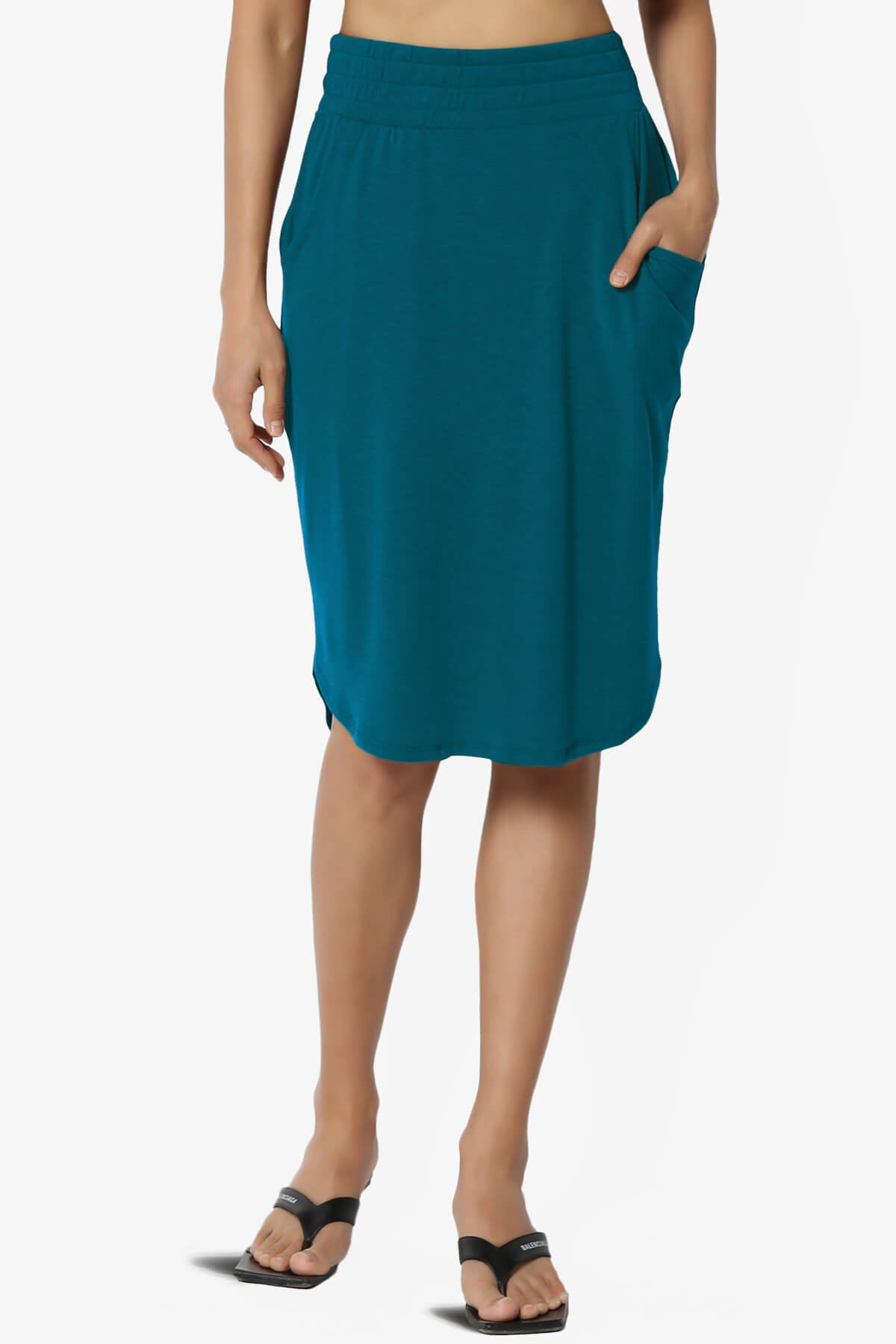 Load image into Gallery viewer, Hadyn Casual Elastic High Waist Straight Skirt TEAL_1
