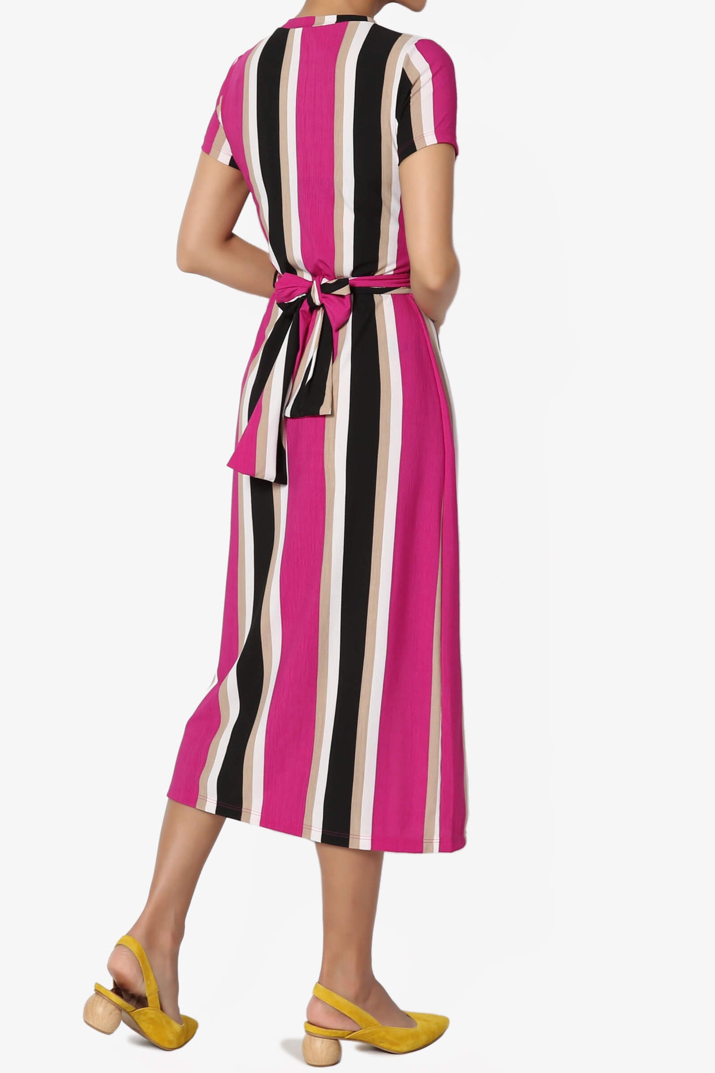 Alanna Stripe Knot Midi Dress MAGENTA_4