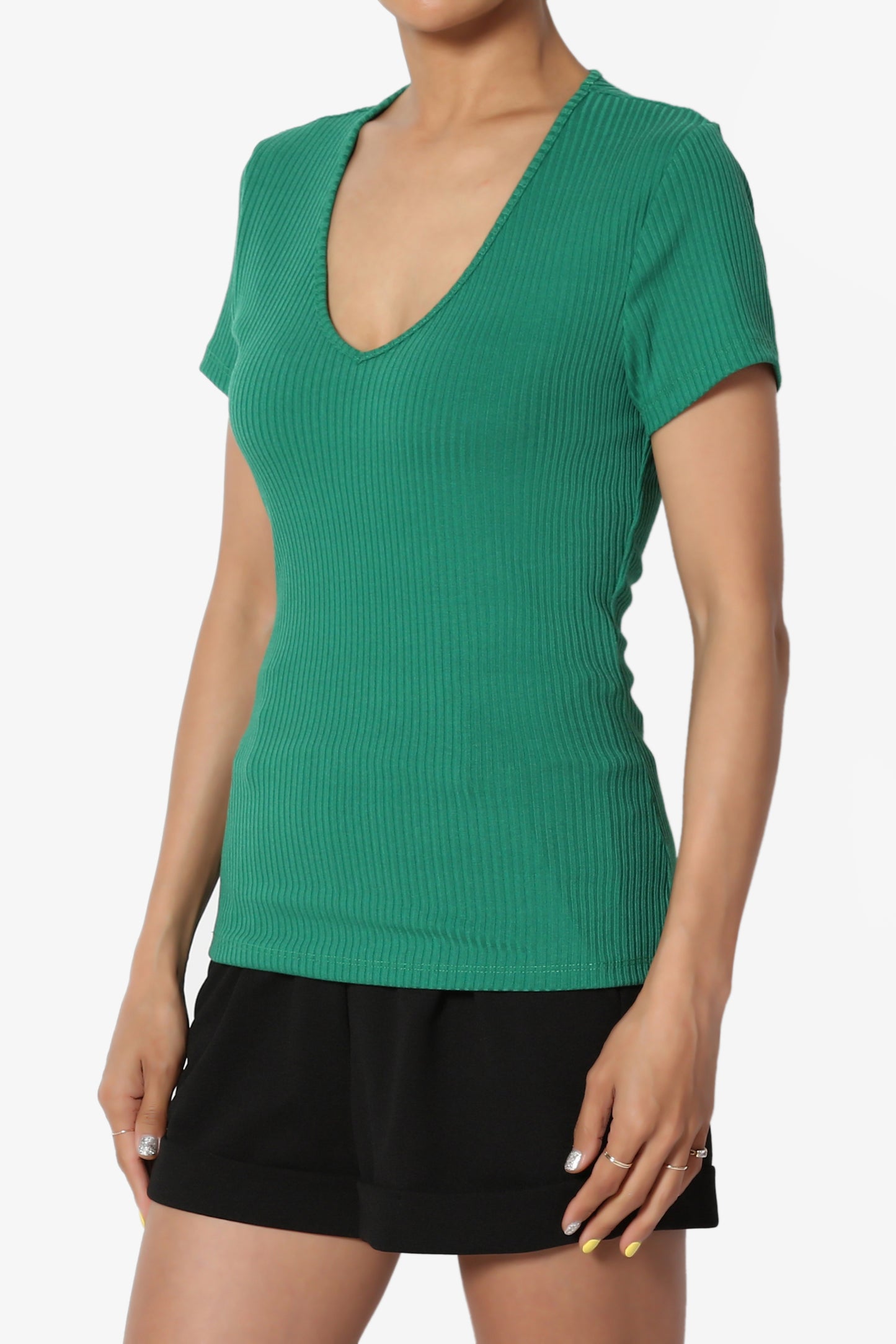 Load image into Gallery viewer, Kauai Fitted V-Neck Ribbed Top - TheMogan
