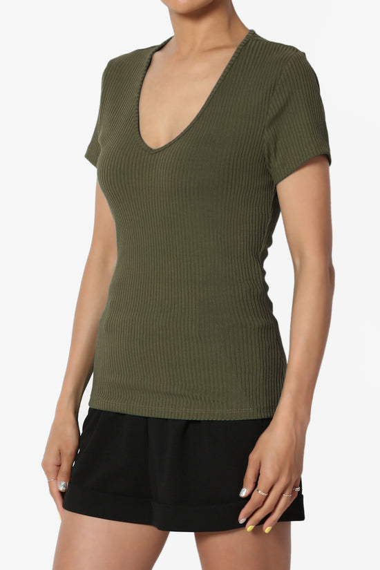 Load image into Gallery viewer, Kauai Fitted V-Neck Ribbed Top - TheMogan
