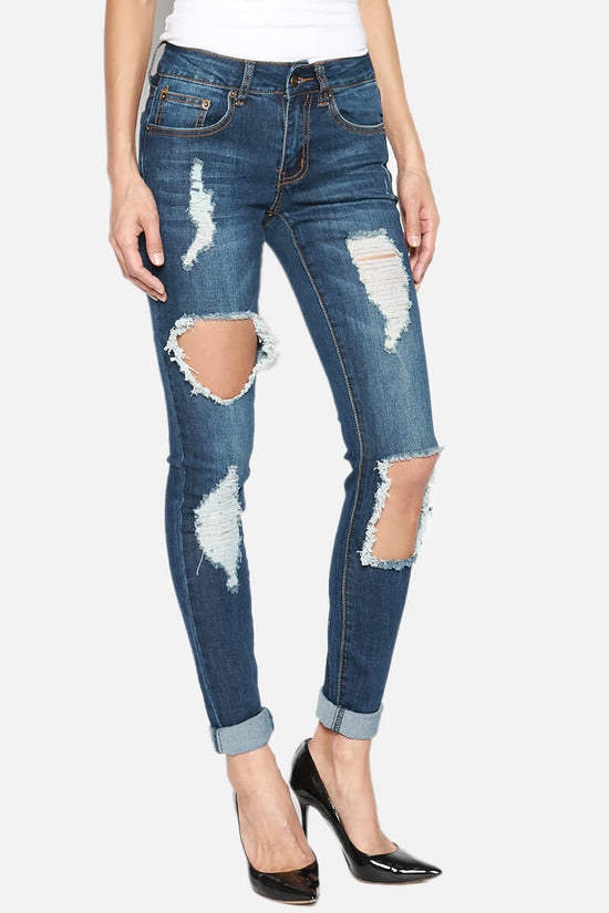 Rylee Distressed Shredded Skinny Jeans DARK_3