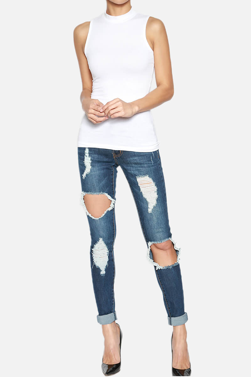 Rylee Distressed Shredded Skinny Jeans DARK_6