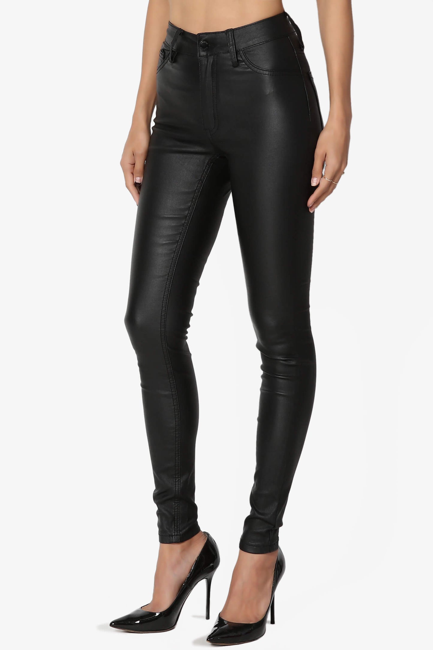 Bione High Rise Faux Leather Skinny Pants BLACK_3