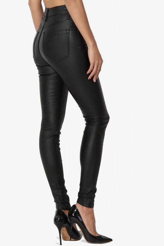 Load image into Gallery viewer, Bione High Rise Faux Leather Skinny Pants BLACK_4
