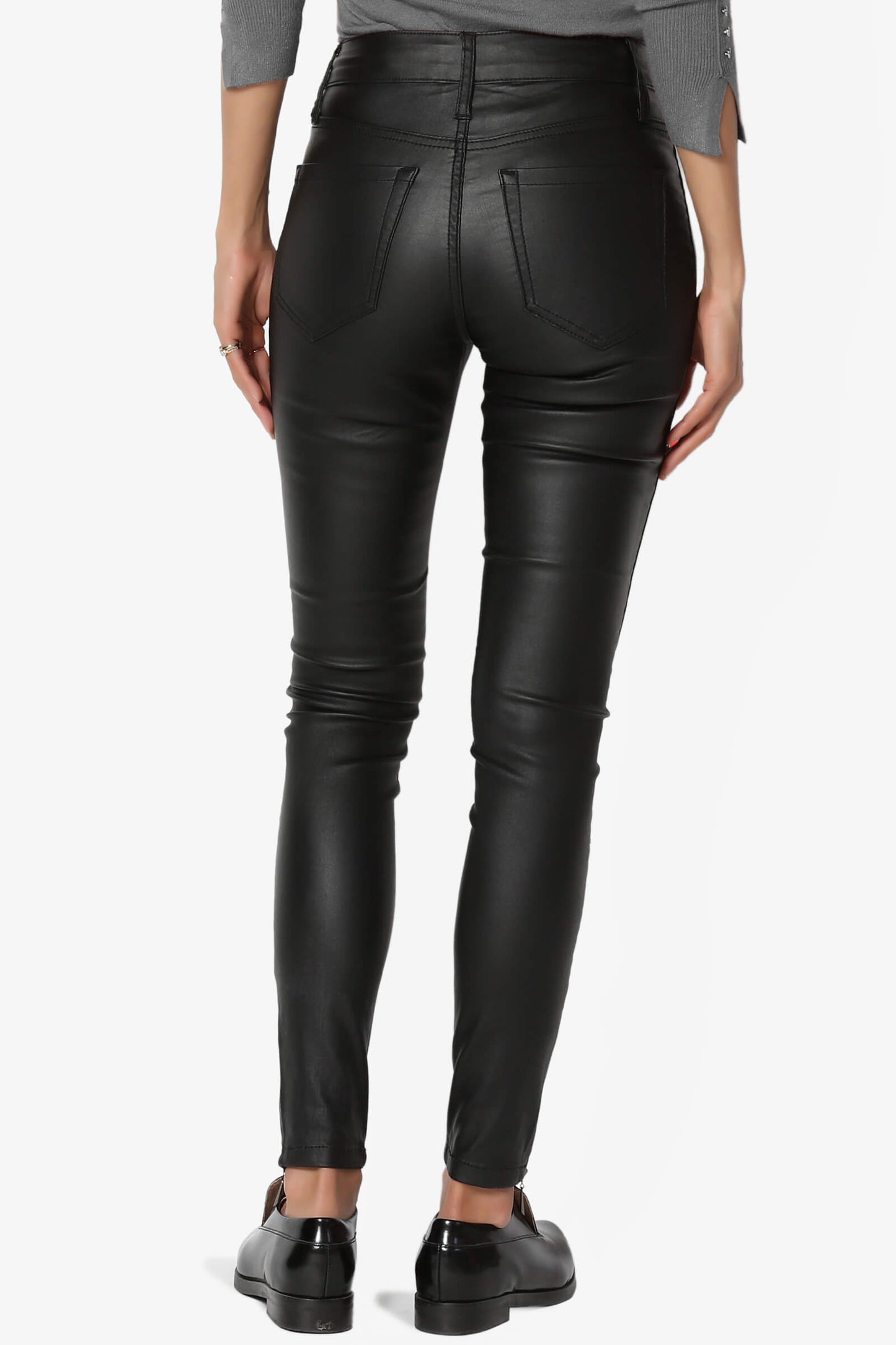 Load image into Gallery viewer, Coquette Faux Leather Zip Ankle Pants BLACK_2
