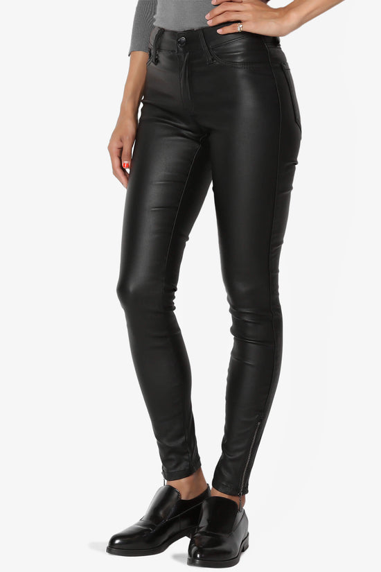 Load image into Gallery viewer, Coquette Faux Leather Zip Ankle Pants BLACK_3
