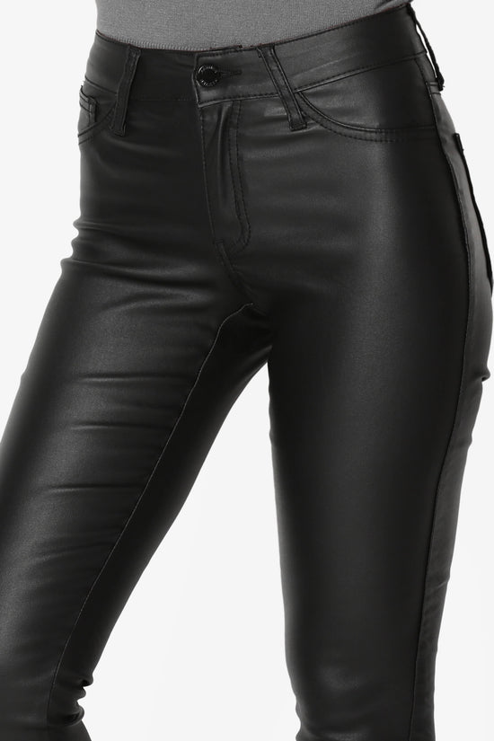 Load image into Gallery viewer, Coquette Faux Leather Zip Ankle Pants BLACK_5
