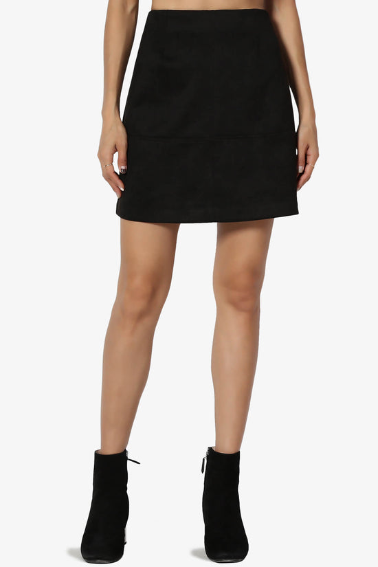 Fralissi Faux Suede Mini Skirt BLACK_1