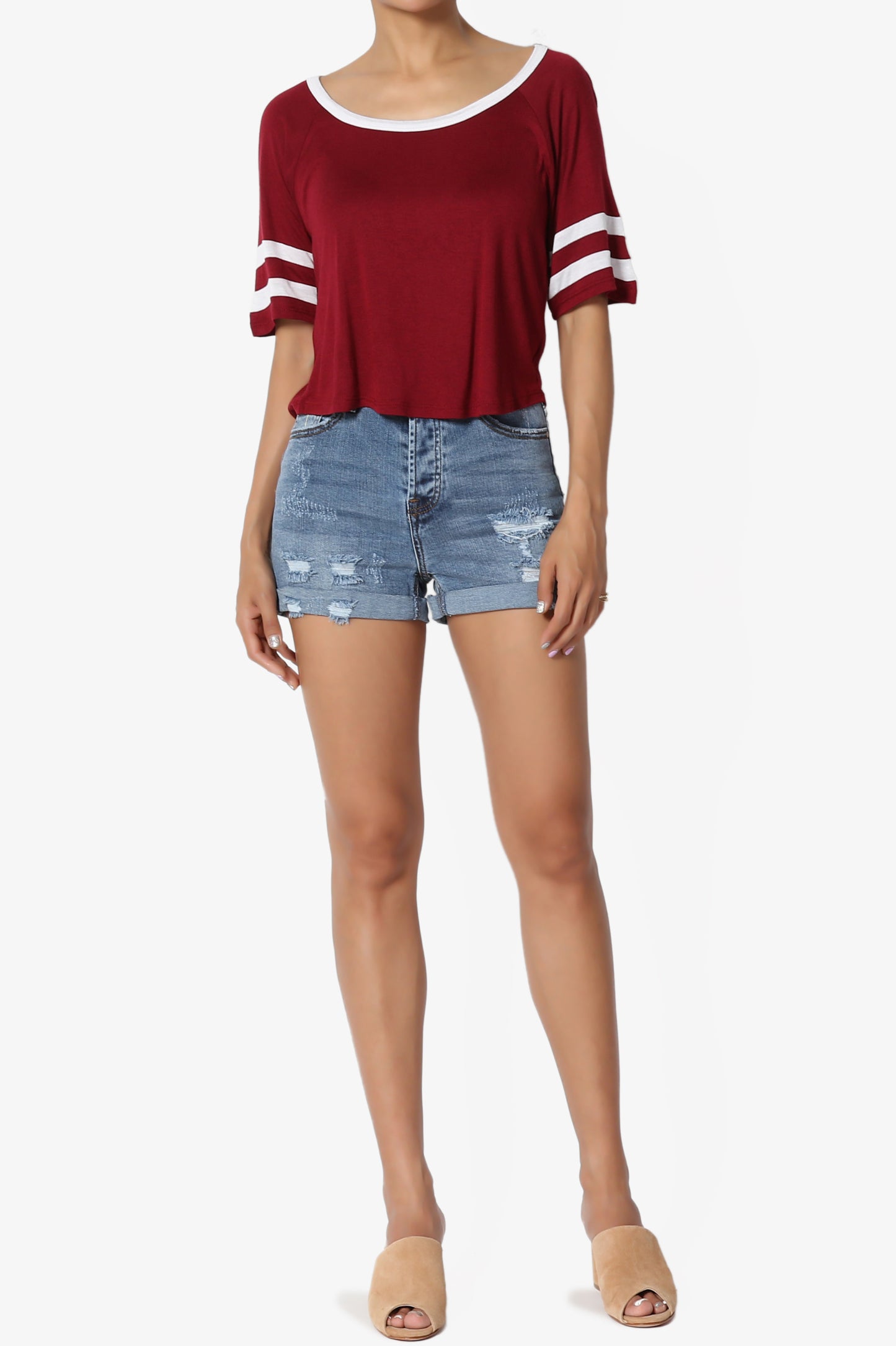 Load image into Gallery viewer, Cayucas Distressed Roll Up Denim Shorts
