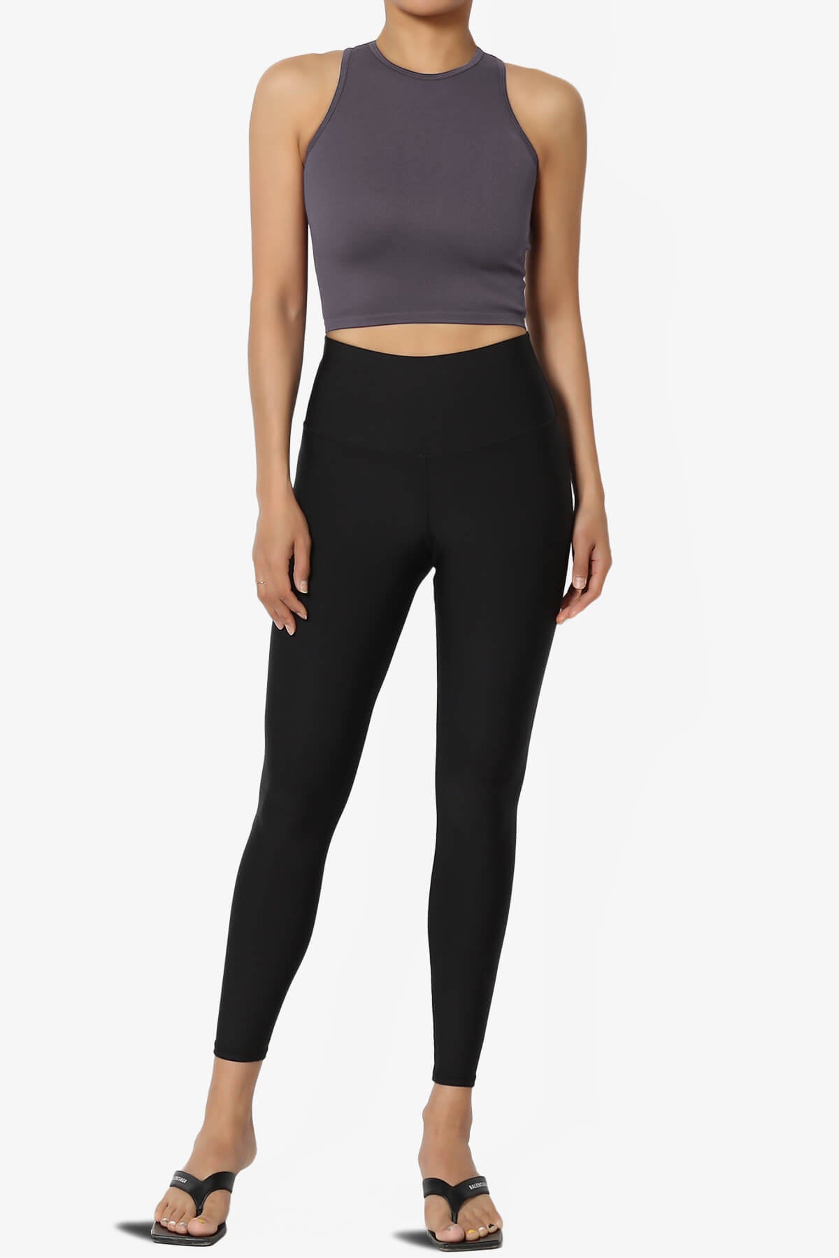 Load image into Gallery viewer, Jessa Ribbed Seamless Crop Tank Top LILAC GREY_6
