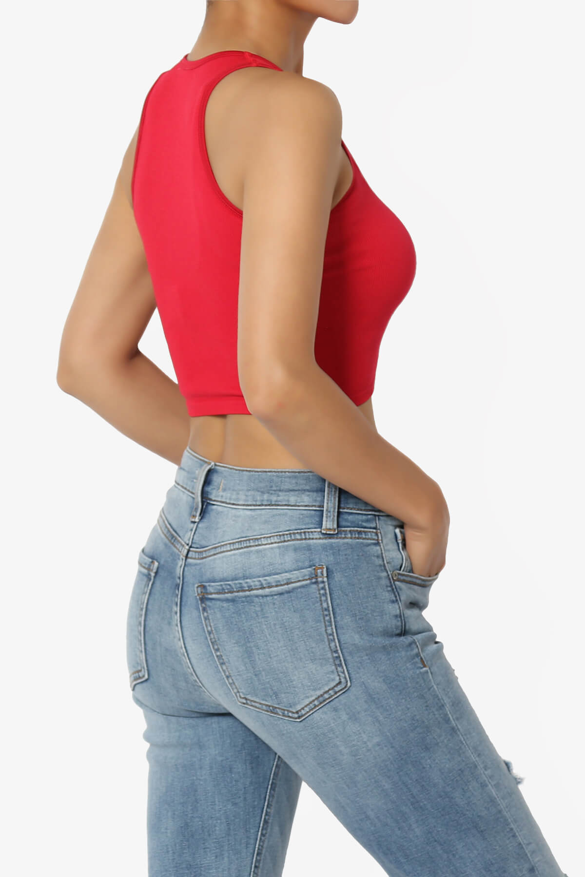 Load image into Gallery viewer, Jessa Ribbed Seamless Crop Tank Top RED_4
